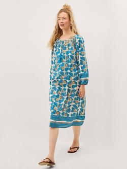 Monsoon Leila Floral Tunic Dress, Teal, Teal
