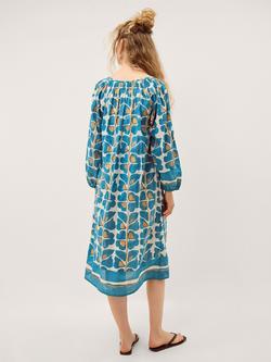 Monsoon Leila Floral Tunic Dress, Teal - view 2, Teal