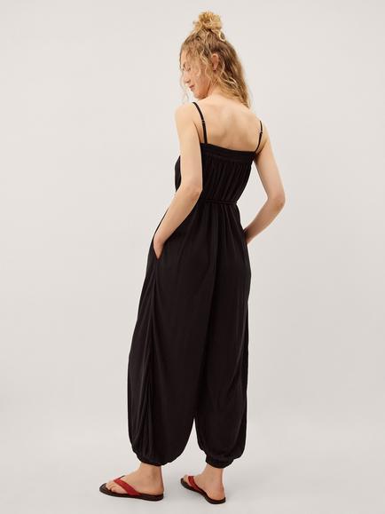 Monsoon Matilda Embroidered Balloon Leg Jumpsuit, Black - view 2, Black