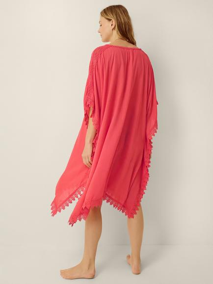 Monsoon Lena V-Neck Kaftan, Coral - view 2, Coral