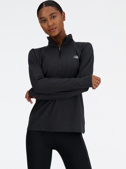New Balance Sport Essentials Half Zip Top, Black Heather (bkh) - view 2, Black Heather (bkh)