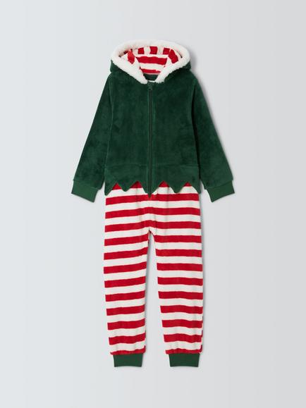 John Lewis Kids' Elf Onesie, Green, Green
