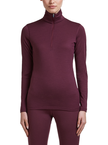 Icebreaker Women's 200 Oasis Long Sleeve Half Zip Top, Berry, Berry