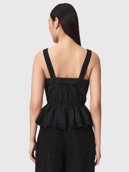 AllSaints Gwen Relaxed Fit Long Sleeve Peplum Blouse, Black - view 2, Black