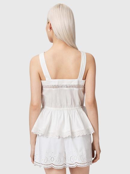 AllSaints Gwen Broderie Square Neck Top, White - view 2, White