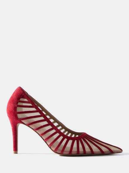 Mint Velvet Kya Caged Court Shoes, Red, Red