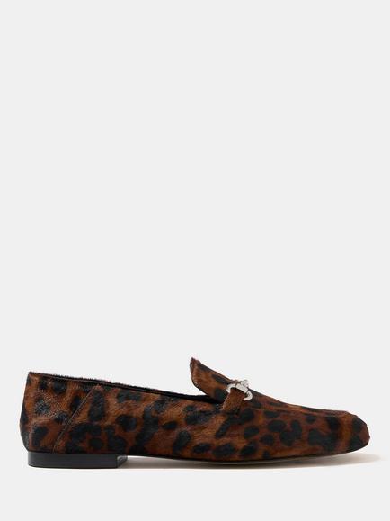 Mint Velvet Camille Leopard Print Snaffle Trim Loafers, Brown/Multi, Brown/Multi