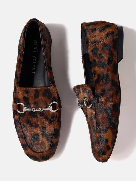 Mint Velvet Camille Leopard Print Snaffle Trim Loafers, Brown/Multi - view 2, Brown/Multi