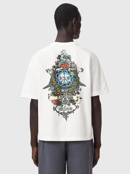 AllSaints Saviour Graphic Cotton T-Shirt, Chalk White - view 2, Chalk White