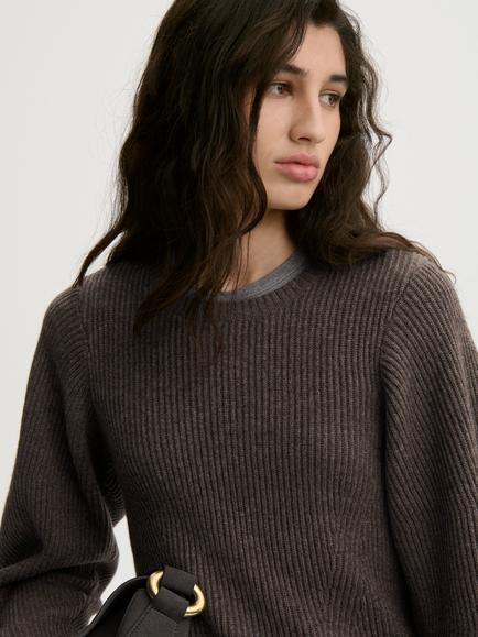By Malene Birger Bianca Merino Wool Blend Jumper, Brown - view 2, Brown