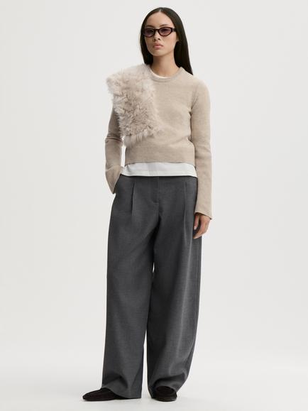 By Malene Birger Hannah Crew Neck Wool Jumper, Grey Brown Melange, Grey Brown Melange