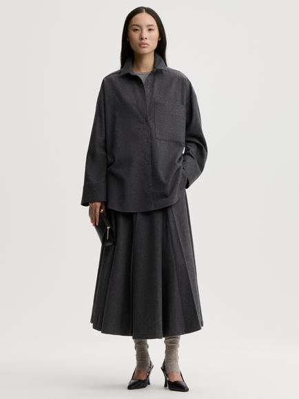 By Malene Birger Eden Cotton Midi Skirt, Dark Grey, Dark Grey