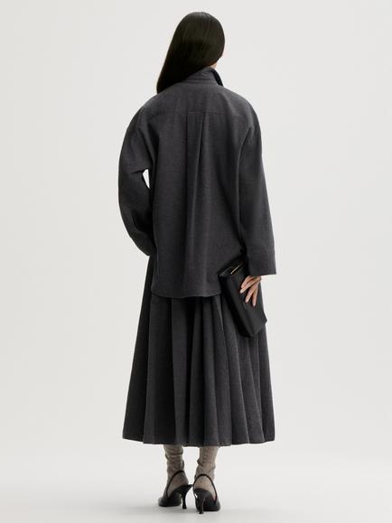 By Malene Birger Eden Cotton Midi Skirt, Dark Grey - view 2, Dark Grey