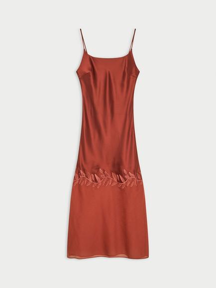 By Malene Birger Camilla Sleeveless Satin Midi Slip Dress, Berry Red, Berry Red