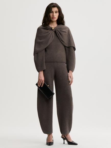 By Malene Birger Carmela Merino Wool Knit Joggers, Brown - view 2, Brown
