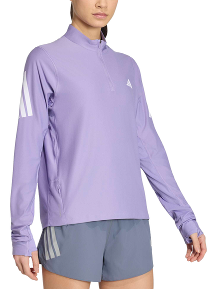 adidas adi365 Iconic Half-Zip Women's Running Jumper, Lilac, Purple