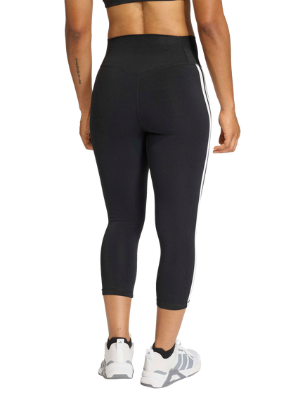 adidas Optime Essentials Workout 3-Stripes 3/4 Leggings, Black - view 2, Black