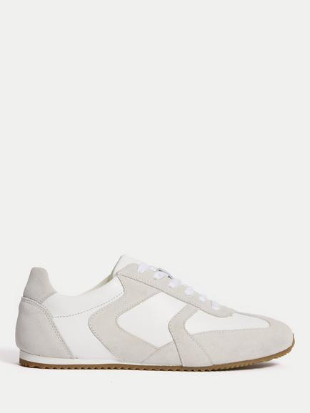 Jigsaw Porto Leather Lace Up Trainers, White, White