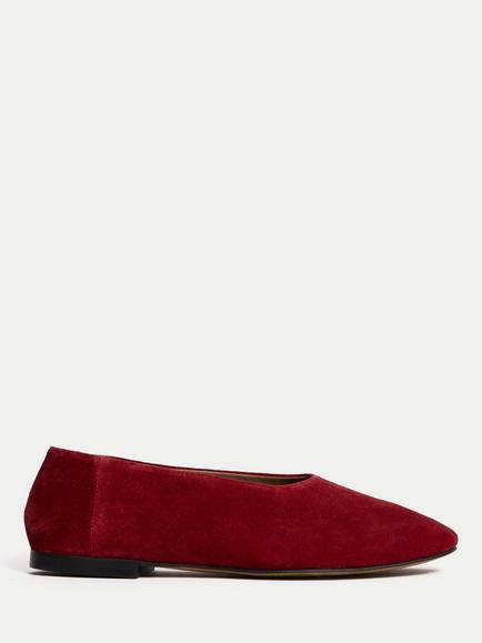 Jigsaw Lola Suede Ballerina Pumps, Red, Red