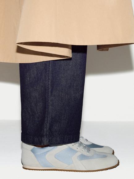 Jigsaw Porto Satin Lace Up Trainers - view 2, Blue