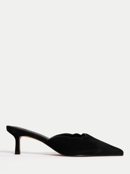 Jigsaw Suede Kitten Heel Mules, Black