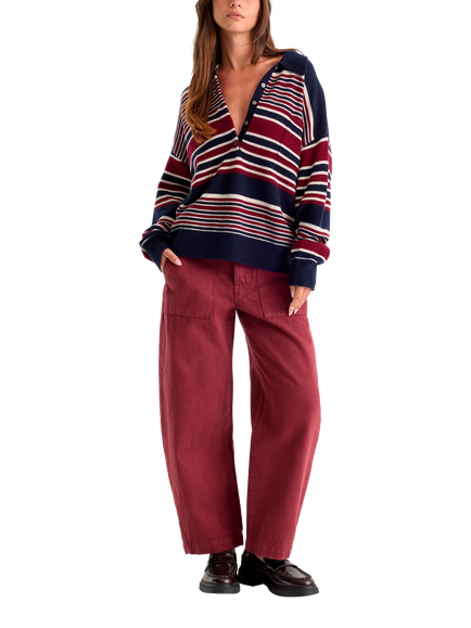 Good American Vintage High Rise Barrel Leg Ankle Jeans, Berry, Berry