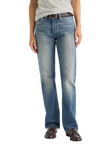 Good American Vintage Mid Rise Straight Leg Jeans, Indigo - view 2, Indigo