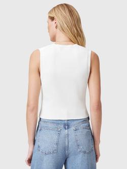 AllSaints Cruz Sleeveless Ribbed V-Neck Waistcoat containing LENZING™ ECOVERO™ Viscose, Chalk White - view 2, Chalk White