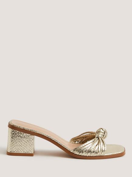 Monsoon Gwen Knot Mule Shoes, Gold, Gold