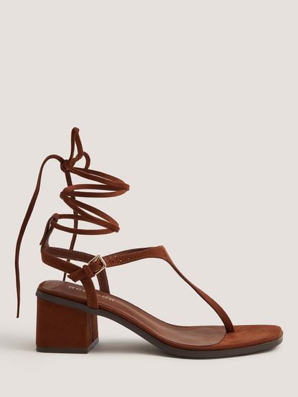 Monsoon Hatty Heeled Sandals, Chocolate, Chocolate