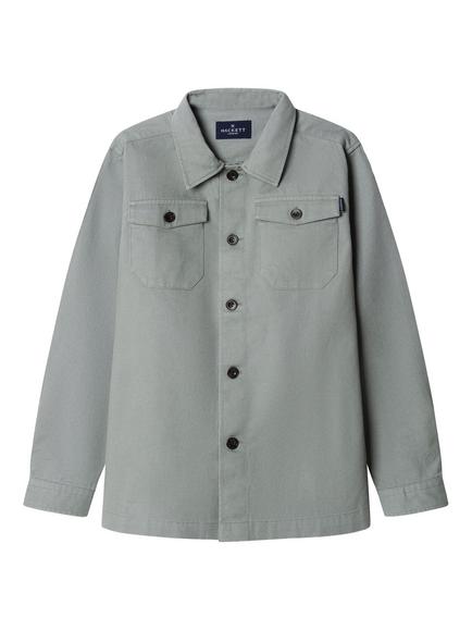 Hackett London Kids' Classic Fit Flap Pocket Overshirt, Sage Green, Sage Green