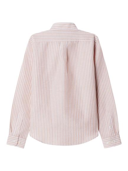 Hackett London Kids' Classic Fit Band Collar Striped Shirt, Peach Orange - view 2, Peach Orange