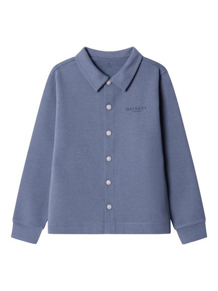 Hackett London Kids' Interlock Collared Sweatshirt, Thames Blue, Thames Blue