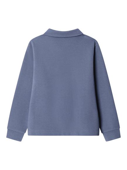 Hackett London Kids' Interlock Collared Sweatshirt, Thames Blue - view 2, Thames Blue