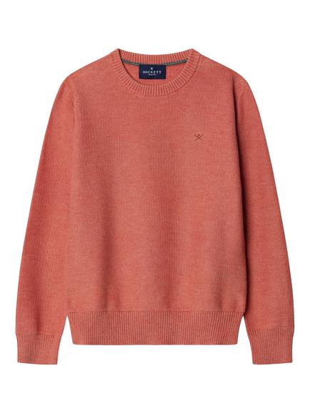 Hackett London Kids' Cotton Honeycomb Knit Crew-Neck Jumper, Apricot Orange, Apricot Orange