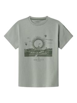 Hackett London Kids' Cotton Graphic T-Shirt, Sage Green, Sage Green