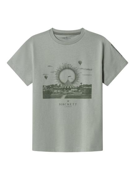 Hackett London Kids' Cotton Graphic T-Shirt, Sage Green, Sage Green
