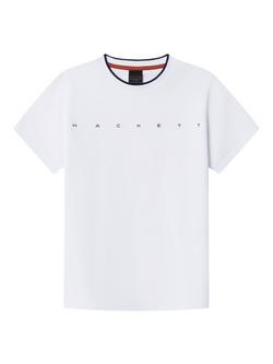 Hackett London Kids' Cotton Logo T-Shirt, Optic White