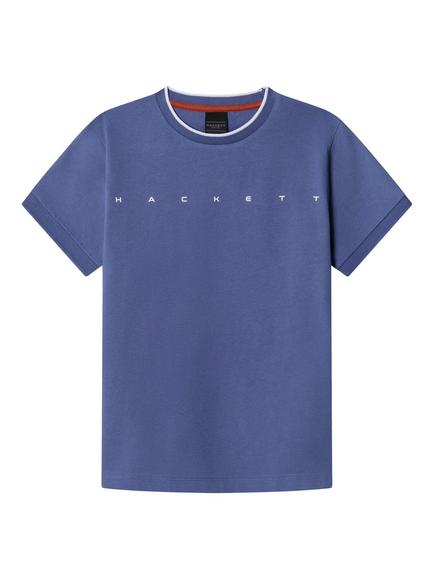 Hackett London Kids' Cotton Logo T-Shirt, Ozzy Blue