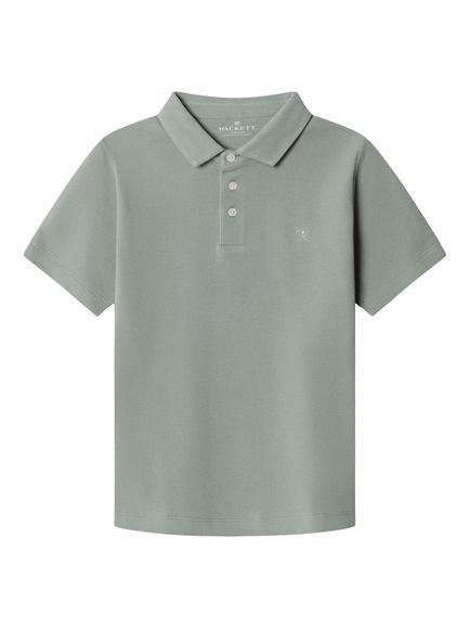 Hackett London Kids' Pique Short Sleeve Polo Shirt, Sage Green