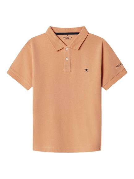 Hackett London Kids' Classic Fit Logo Polo Shirt, Peach Orange