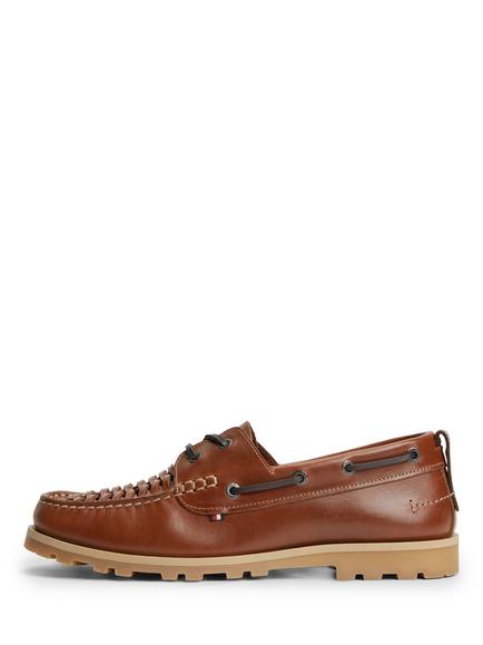 Tommy Hilfiger Leather Braided Boat Shoes, Ginger Clay - view 2, Ginger Clay