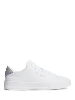 Tommy Hilfiger TH Court Core Leather Trainers, White/Grey, White/Grey