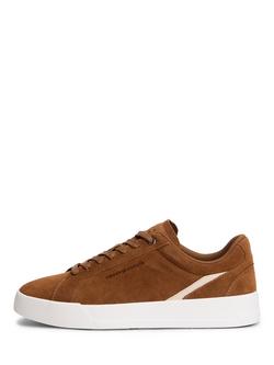 Tommy Hilfiger TH Court Prem Suede Trainers, Brown - view 2, Brown