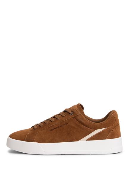 Tommy Hilfiger TH Court Prem Suede Trainers, Brown - view 2, Brown