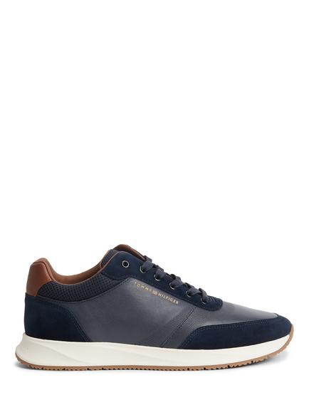 Tommy Hilfiger TH Dressy Suede and Leather Runner Trainers, Navy, Navy