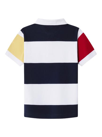 Hackett London Heritage Kids' Classic Fit H Striped Pique Rugby Shirt, Multi - view 2, Multi