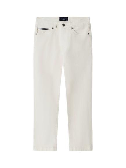 Hackett London Kids' Relaxed Fit 5 Pocket Jeans, Ecru White, Ecru White