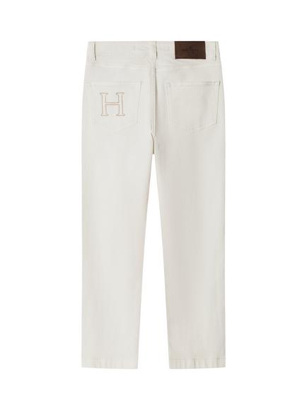 Hackett London Kids' Relaxed Fit 5 Pocket Jeans, Ecru White - view 2, Ecru White