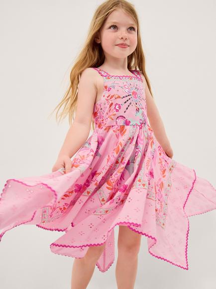 Monsoon Kids' Sleeveless Hanky Hem Dress, Pink, Pink